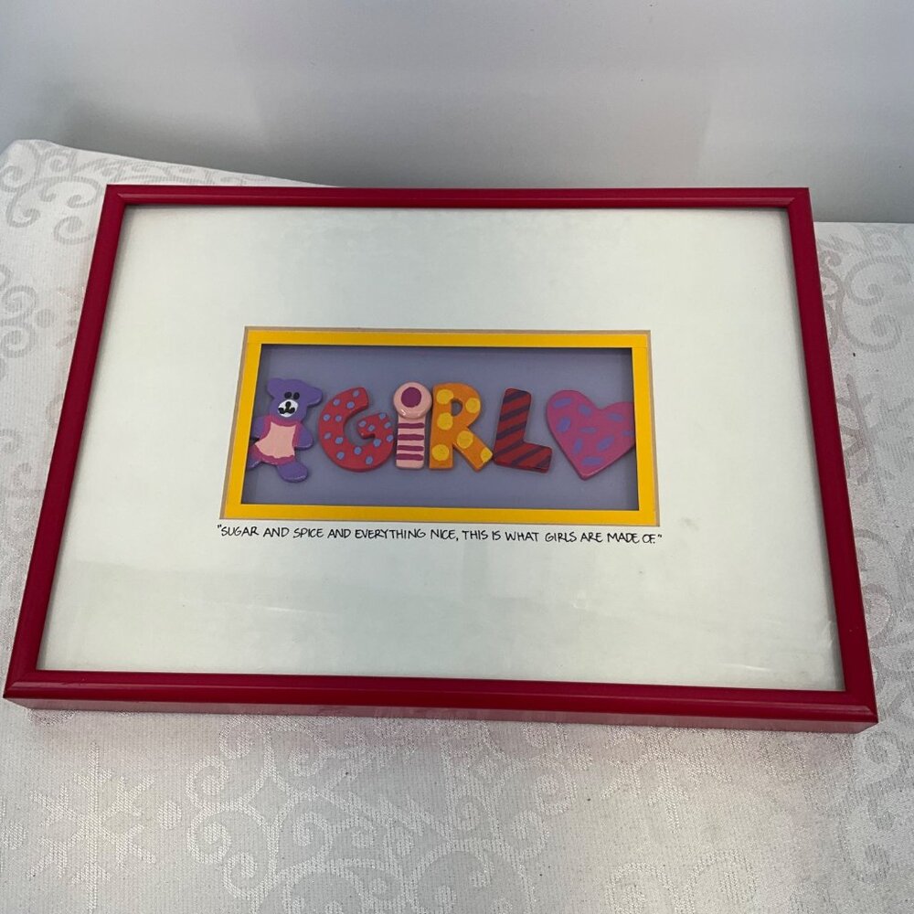 Bright Star Designs Michelle Samara "Girl" Wall Art Hot Pink Metal Frame‎